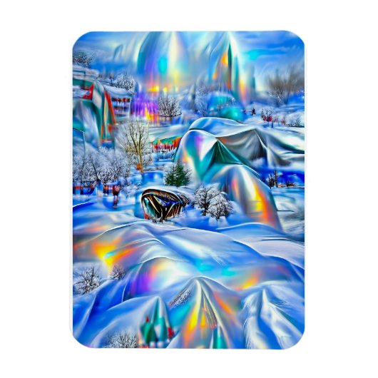 Surrealistisch winterwonderland met iriserende lic magneet (Verticaal)
