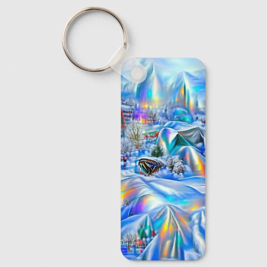 Surrealistisch winterwonderland met iriserende lic sleutelhanger (Voorkant)
