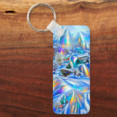 Surrealistisch winterwonderland met iriserende lic sleutelhanger (Voorkant)