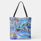 Surrealistisch winterwonderland met iriserende lic tote bag (Achterkant)