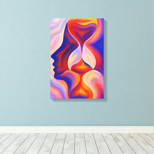 Surrealistisch zandloper gezicht Abstract Canvas Afdruk (Insitu (Houten vloer))