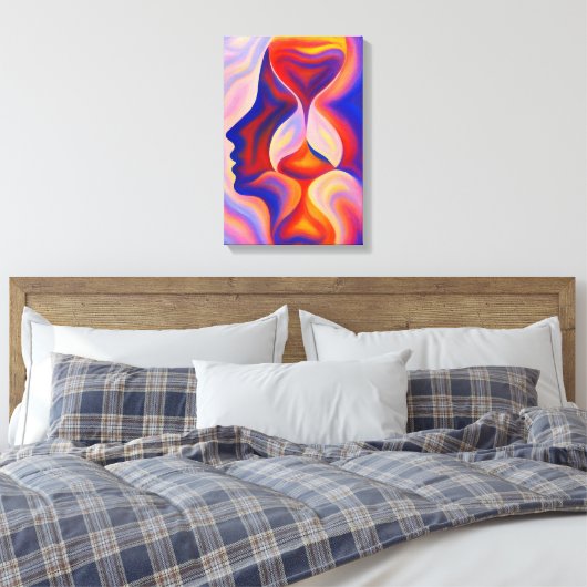 Surrealistisch zandloper gezicht Abstract Canvas Afdruk (Insitu (Slaapkamer))