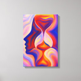 Surrealistisch zandloper gezicht Abstract Canvas Afdruk