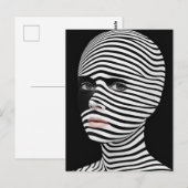 Surrealistisch zwart-wit gezicht briefkaart (Voorkant / Achterkant)