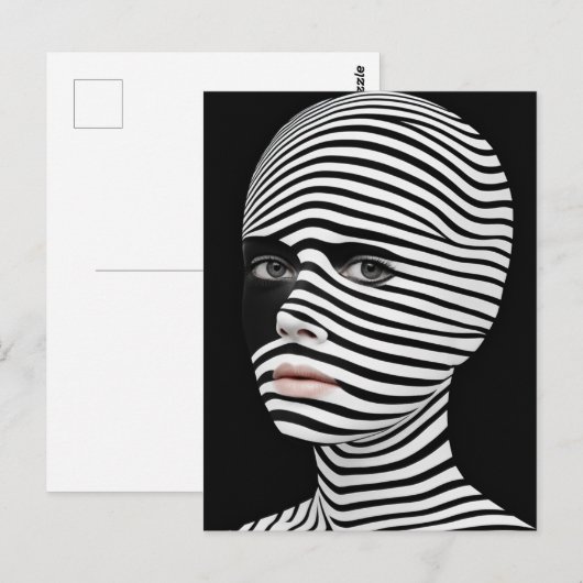 Surrealistisch zwart-wit gezicht briefkaart (Voorkant / Achterkant)