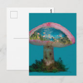 Surrealistisch zwembad in een paddenstoel briefkaart (Voorkant / Achterkant)