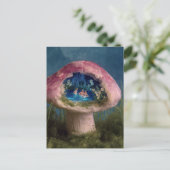Surrealistisch zwembad in een roze paddenstoel briefkaart (Staand voorkant)