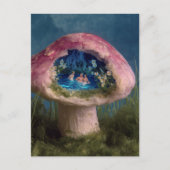 Surrealistisch zwembad in een roze paddenstoel briefkaart (Voorkant)