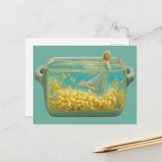 Surrealistisch Zwemmen in een ovenschaal Briefkaart (Voorkant / Achterkant in situ)