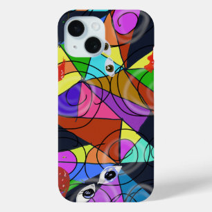Surrealistische abstracte geometrische patronen me iPhone 15 case