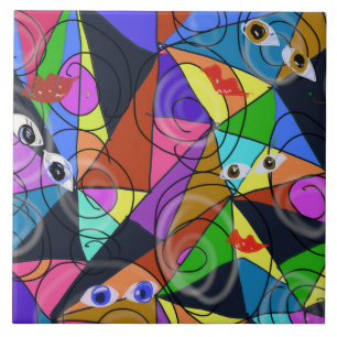 Surrealistische abstracte geometrische patronen me tegeltje
