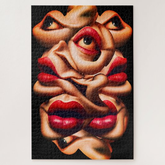 Surrealistische abstracte gezichten vette expressi legpuzzel (Verticaal)