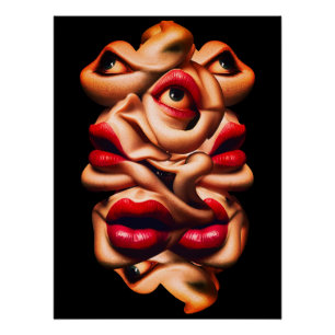 Surrealistische abstracte gezichten vette expressi perfect poster