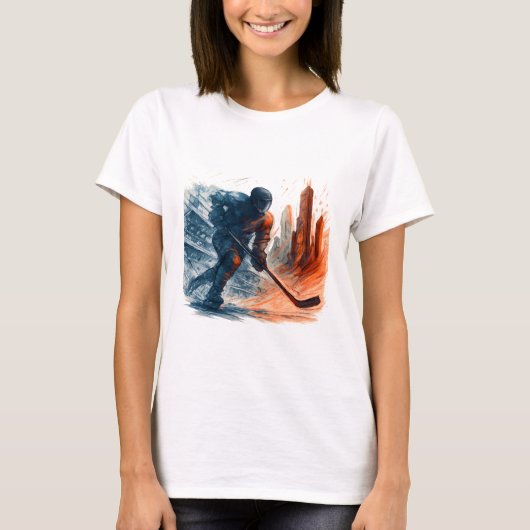 Surrealistische Abstracte hockeyspeler T-shirt (Voorkant)