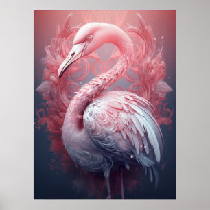 Surrealistische Abstracte roze flamingo Poster