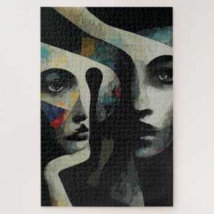 Surrealistische Abstracte Vervlochten Gezichten Legpuzzel