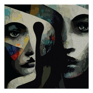 Surrealistische Abstracte Vervlochten Gezichten Perfect Poster