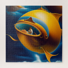 Surrealistische abstracte vliegende onderzeeboot o legpuzzel