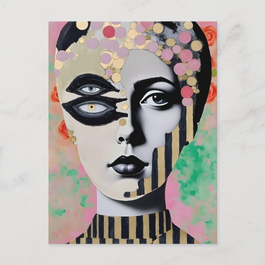 surrealistische abstracte vrouw briefkaart (Voorkant)