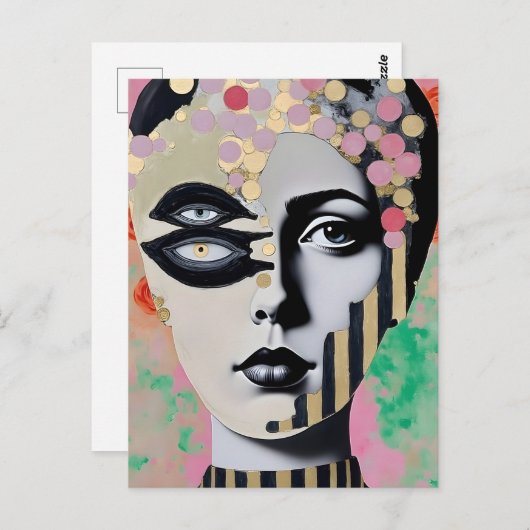 surrealistische abstracte vrouw briefkaart (Voorkant / Achterkant)