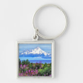 Surrealistische Alaska Wilderness schilderij Sleutelhanger (Voorkant)