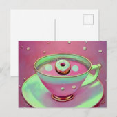 Surrealistische antieke theekop & mini donut briefkaart (Voorkant / Achterkant)