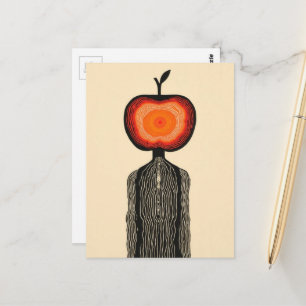 Surrealistische appelpersoon briefkaart