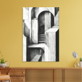 Surrealistische architecturale trappen en bogen Mo Canvas Afdruk (Insitu (Woonkamer))