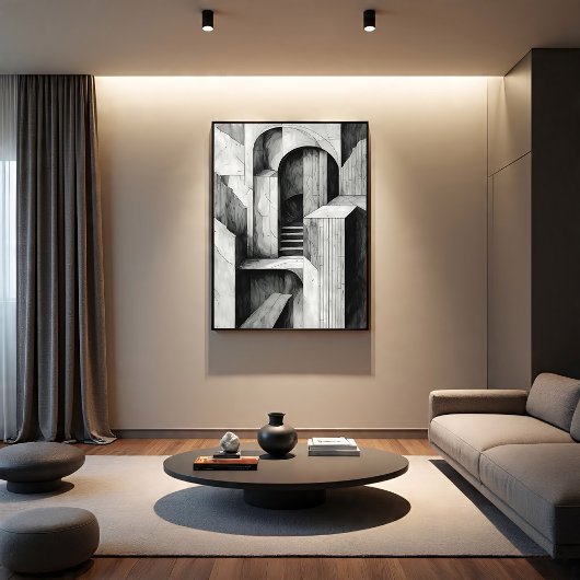 Surrealistische architecturale trappen en bogen Mo Canvas Afdruk