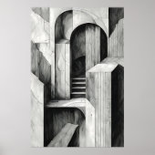Surrealistische architecturale trappen en bogen Mo Poster (Voorkant)
