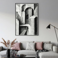 Surrealistische architecturale trappen en bogen Mo
