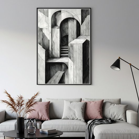 Surrealistische architecturale trappen en bogen Mo Poster