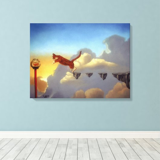 Surrealistische Art Canvas Print "Leap of Faith" (Insitu (Houten vloer))