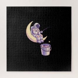 Surrealistische astronaut vist naar sterren muurku legpuzzel
