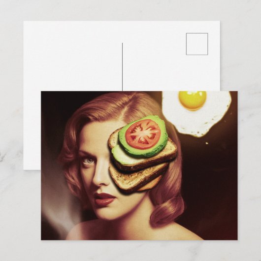 Surrealistische avocado toast en ei ontbijt briefkaart (Voorkant / Achterkant)