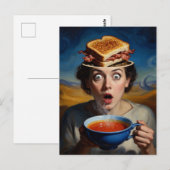Surrealistische bacon sandwich en soep briefkaart (Voorkant / Achterkant)