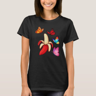 Surrealistische banaan en vlinders t-shirt