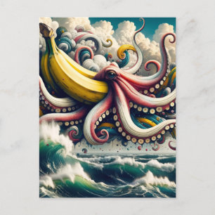 Surrealistische Banaan Octopus Briefkaart