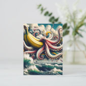 Surrealistische Banaan Octopus Briefkaart (Staand voorkant)