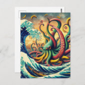 Surrealistische Banaan Octopus Briefkaart (Voorkant / Achterkant)