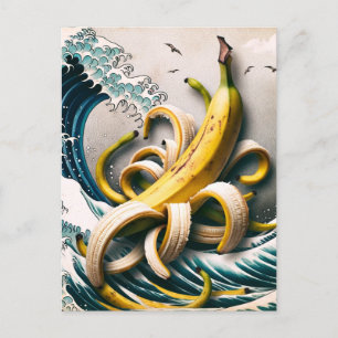 Surrealistische Banana Waves Octopus Briefkaart