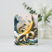 Surrealistische Banana Waves Octopus Briefkaart (Staand voorkant)