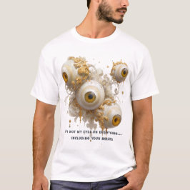Surrealistische barokke oogbollen met  goud t-shirt