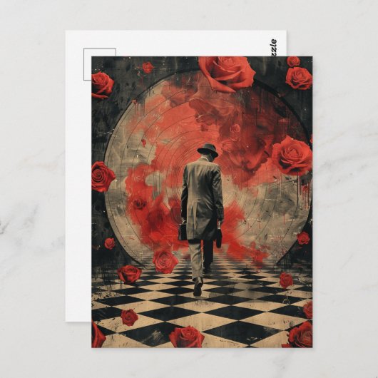 Surrealistische bedrijfspersonencollage briefkaart (Voorkant / Achterkant)