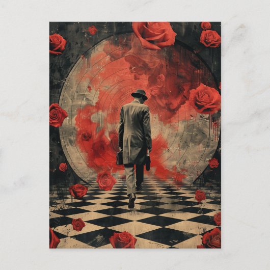 Surrealistische bedrijfspersonencollage briefkaart (Voorkant)