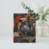 surrealistische bewakingscamera duif briefkaart (Staand voorkant)