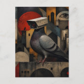 surrealistische bewakingscamera duif briefkaart (Voorkant)