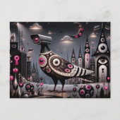 surrealistische bewakingscamera duif in stad briefkaart (Voorkant)