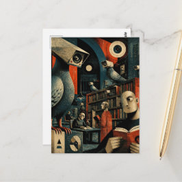 surrealistische bewakingscamera duiven in de bibli briefkaart