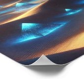 Surrealistische blauwe woestijn en drijvende piram poster (Hoek)